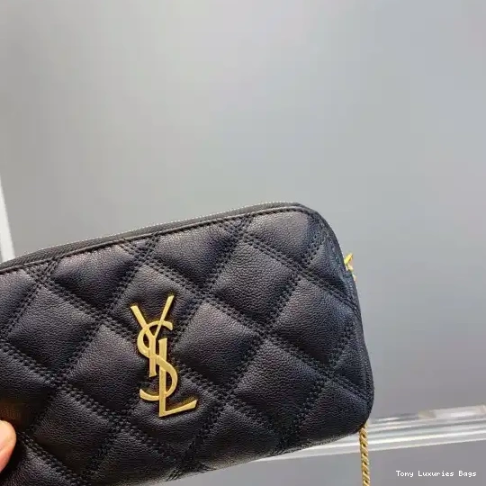 Tony Luxuries QUILTED LAMBSKIN POUCH IN DOUBLE-ZIP YSL BECKY 0524